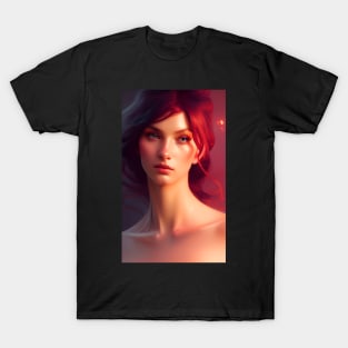 Pretty Fantasy Red Witch Artwork T-Shirt